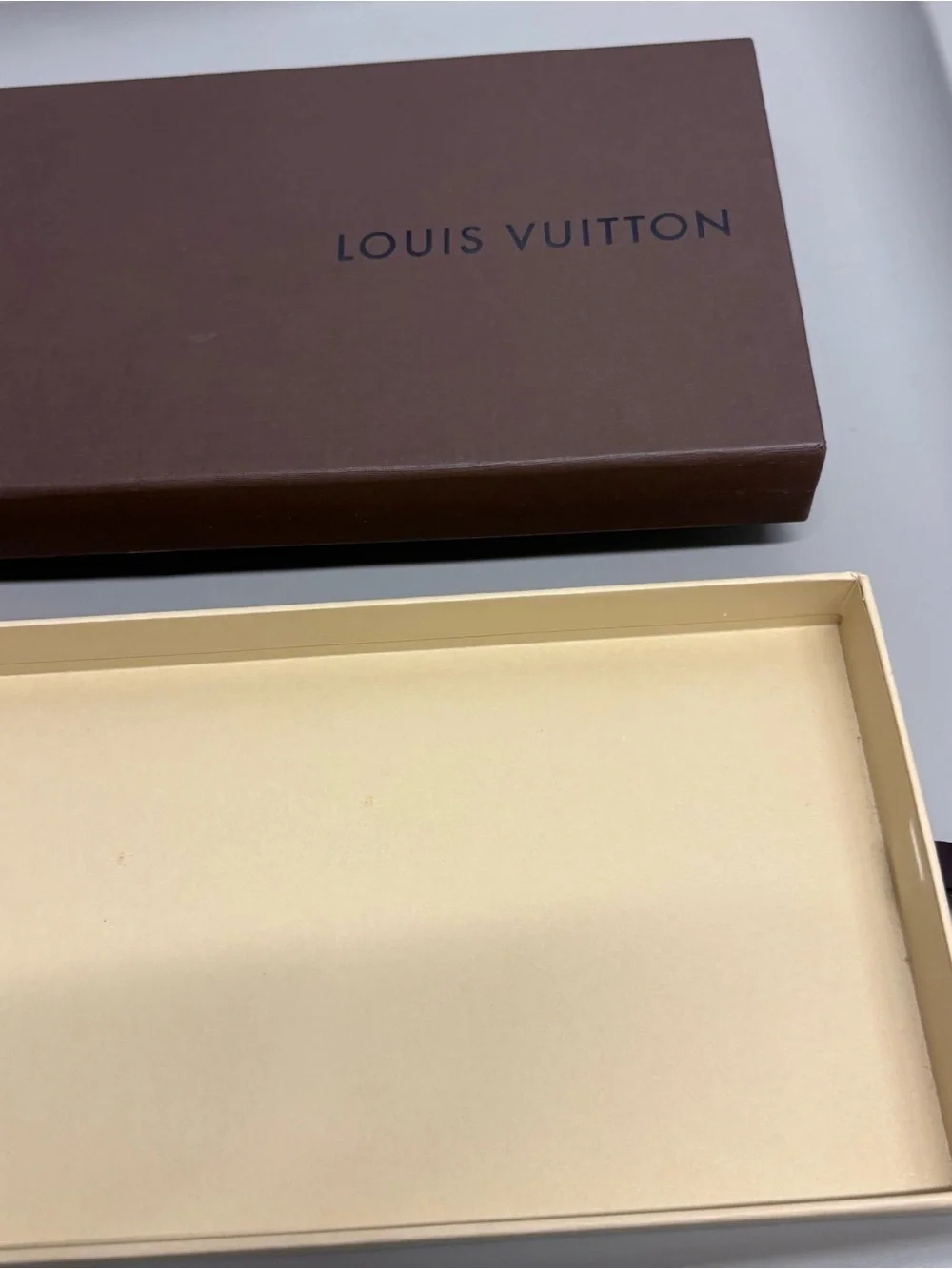 Pre 2016 Louis Vuitton Long Accessory Box in Brown and Cream